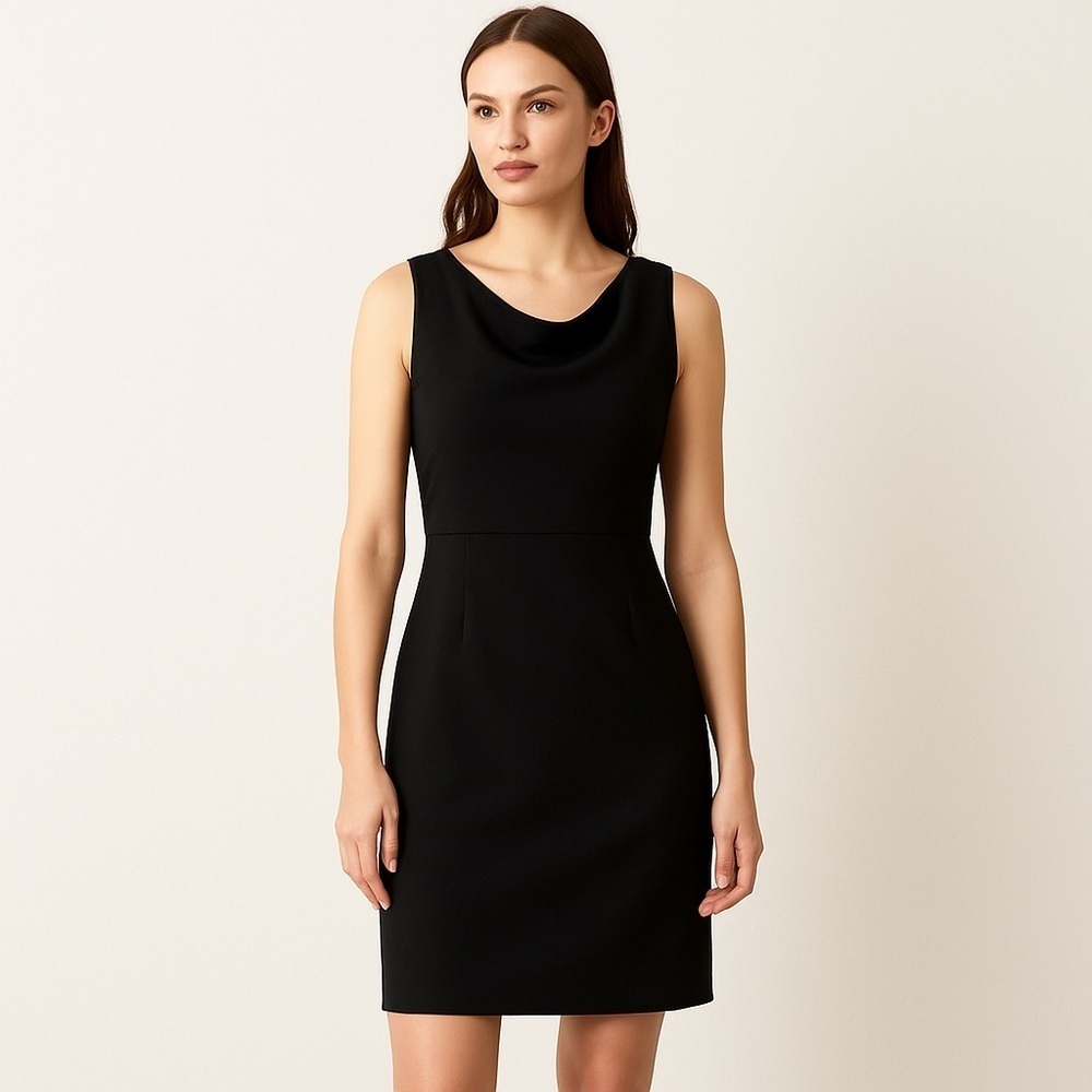 J. Crew Black Cowl Neck Sheath Dress Size 4P